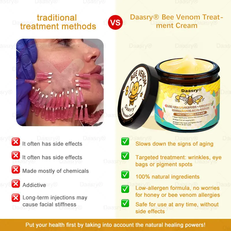 Bee Venom Treatment Cream with bee venom peptides, botulinum toxin, hyaluronic acid, and collagen. Targets wrinkles, fine lines, sagging, stretch marks, dark spotsfirming, lifting and more - Image 13