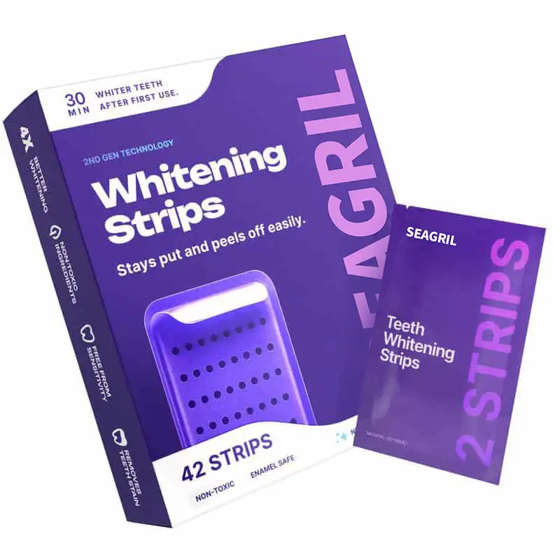 Purple Teeth Whitening Strips 7/21 Treatments Peroxide-Free Enamel Safe No Tooth Sensitivity
